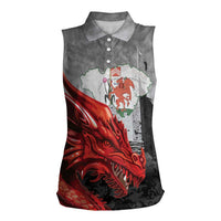 Wales Cardiff Capital Women Sleeveless Polo Shirt Welsh Red Dragon Castell Caerdydd - Wonder Print Shop