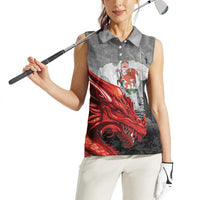 Wales Cardiff Capital Women Sleeveless Polo Shirt Welsh Red Dragon Castell Caerdydd - Wonder Print Shop