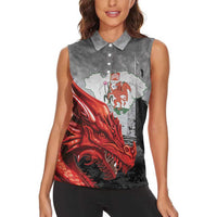 Wales Cardiff Capital Women Sleeveless Polo Shirt Welsh Red Dragon Castell Caerdydd - Wonder Print Shop