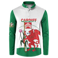 Personalised Wales Cardiff Capital Button Sweatshirt Welsh Dragon Glamorgan Flag Style - Wonder Print Shop