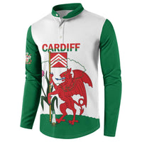 Personalised Wales Cardiff Capital Button Sweatshirt Welsh Dragon Glamorgan Flag Style - Wonder Print Shop