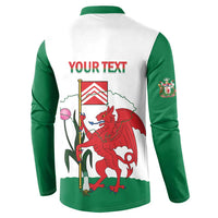 Personalised Wales Cardiff Capital Button Sweatshirt Welsh Dragon Glamorgan Flag Style - Wonder Print Shop