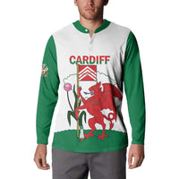 Personalised Wales Cardiff Capital Button Sweatshirt Welsh Dragon Glamorgan Flag Style - Wonder Print Shop