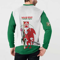 Personalised Wales Cardiff Capital Button Sweatshirt Welsh Dragon Glamorgan Flag Style - Wonder Print Shop