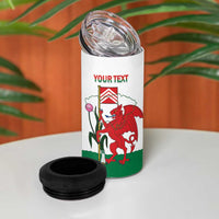 Personalised Wales Cardiff Capital 4 in 1 Can Cooler Tumbler Welsh Dragon Glamorgan Flag Style - Wonder Print Shop