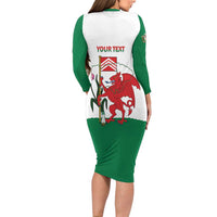 Personalised Wales Cardiff Capital Family Matching Long Sleeve Bodycon Dress and Hawaiian Shirt Welsh Dragon Glamorgan Flag Style - Wonder Print Shop
