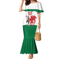 Personalised Wales Cardiff Capital Family Matching Mermaid Dress and Hawaiian Shirt Welsh Dragon Glamorgan Flag Style - Wonder Print Shop