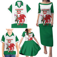 Personalised Wales Cardiff Capital Family Matching Puletasi and Hawaiian Shirt Welsh Dragon Glamorgan Flag Style - Wonder Print Shop
