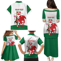 Personalised Wales Cardiff Capital Family Matching Puletasi and Hawaiian Shirt Welsh Dragon Glamorgan Flag Style - Wonder Print Shop