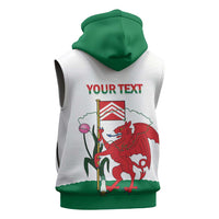 Personalised Wales Cardiff Capital Sleeveless Hoodie Welsh Dragon Glamorgan Flag Style - Wonder Print Shop