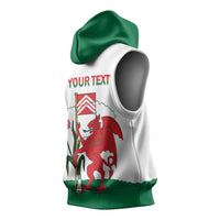 Personalised Wales Cardiff Capital Sleeveless Hoodie Welsh Dragon Glamorgan Flag Style - Wonder Print Shop