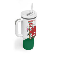 Personalised Wales Cardiff Capital Tumbler With Handle Welsh Dragon Glamorgan Flag Style - Wonder Print Shop