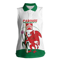Personalised Wales Cardiff Capital Women Sleeveless Polo Shirt Welsh Dragon Glamorgan Flag Style - Wonder Print Shop