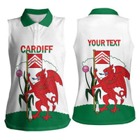 Personalised Wales Cardiff Capital Women Sleeveless Polo Shirt Welsh Dragon Glamorgan Flag Style - Wonder Print Shop