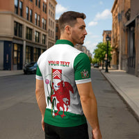 Personalised Wales Cardiff Capital Zipper Polo Shirt Welsh Dragon Glamorgan Flag Style - Wonder Print Shop