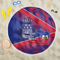 Port-au-Prince Afro-Haitians Beach Blanket Ayiti Map Pòtoprens Flag Color - Wonder Print Shop