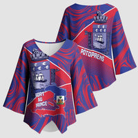Port-au-Prince Afro-Haitians Kimono Sleeve Blouse Ayiti Map Pòtoprens Flag Color - Wonder Print Shop