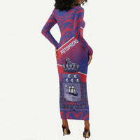 Port-au-Prince Afro-Haitians Long Sleeve Bodycon Dress Ayiti Map Pòtoprens Flag Color - Wonder Print Shop