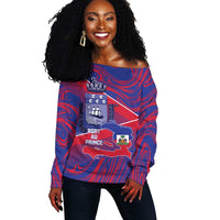Port-au-Prince Afro-Haitians Off Shoulder Sweater Ayiti Map Pòtoprens Flag Color - Wonder Print Shop