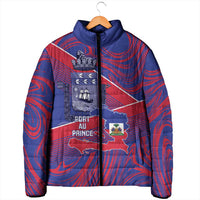 Port-au-Prince Afro-Haitians Padded Jacket Ayiti Map Pòtoprens Flag Color - Wonder Print Shop