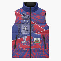 Port-au-Prince Afro-Haitians Sleeveless Puffer Jacket Ayiti Map Pòtoprens Flag Color - Wonder Print Shop