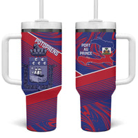 Port-au-Prince Afro-Haitians Tumbler With Handle Ayiti Map Pòtoprens Flag Color - Wonder Print Shop