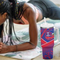 Port-au-Prince Afro-Haitians Tumbler With Handle Ayiti Map Pòtoprens Flag Color - Wonder Print Shop