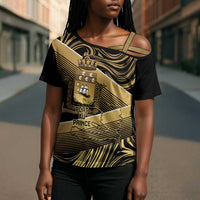 Port-au-Prince Afro-Haitians Cross Shoulder Shirt Ayiti Map Pòtoprens Gold Color - Wonder Print Shop