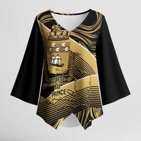 Port-au-Prince Afro-Haitians Kimono Sleeve Blouse Ayiti Map Pòtoprens Gold Color - Wonder Print Shop