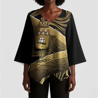 Port-au-Prince Afro-Haitians Kimono Sleeve Blouse Ayiti Map Pòtoprens Gold Color - Wonder Print Shop