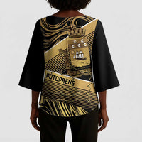 Port-au-Prince Afro-Haitians Kimono Sleeve Blouse Ayiti Map Pòtoprens Gold Color - Wonder Print Shop