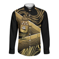 Port-au-Prince Afro-Haitians Long Sleeve Button Shirt Ayiti Map Pòtoprens Gold Color - Wonder Print Shop