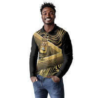 Port-au-Prince Afro-Haitians Long Sleeve Polo Shirt Ayiti Map Pòtoprens Gold Color - Wonder Print Shop