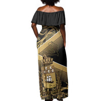 Port-au-Prince Afro-Haitians Off Shoulder Maxi Dress Ayiti Map Pòtoprens Gold Color - Wonder Print Shop