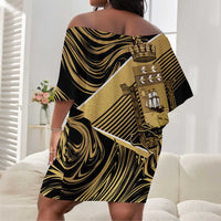 Port-au-Prince Afro-Haitians Off Shoulder Short Dress Ayiti Map Pòtoprens Gold Color - Wonder Print Shop