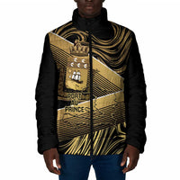 Port-au-Prince Afro-Haitians Padded Jacket Ayiti Map Pòtoprens Gold Color - Wonder Print Shop