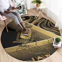 Port-au-Prince Afro-Haitians Round Carpet Ayiti Map Pòtoprens Gold Color - Wonder Print Shop