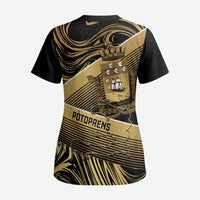 Port-au-Prince Afro-Haitians Scrub Top Ayiti Map Pòtoprens Gold Color - Wonder Print Shop