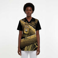 Port-au-Prince Afro-Haitians Scrub Top Ayiti Map Pòtoprens Gold Color - Wonder Print Shop