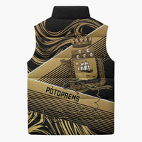 Port-au-Prince Afro-Haitians Sleeveless Puffer Jacket Ayiti Map Pòtoprens Gold Color - Wonder Print Shop