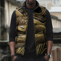 Port-au-Prince Afro-Haitians Sleeveless Puffer Jacket Ayiti Map Pòtoprens Gold Color - Wonder Print Shop