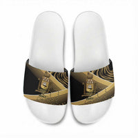 Port-au-Prince Afro-Haitians Slide Sandals Ayiti Map Pòtoprens Gold Color - Wonder Print Shop