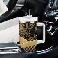 Port-au-Prince Afro-Haitians Tumbler With Handle Ayiti Map Pòtoprens Gold Color - Wonder Print Shop
