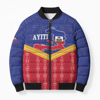 Afro-Haitians Bomber Puffer Jacket Proud Ayiti Veve Vodou Royal Palm Leaves - Wonder Print Shop