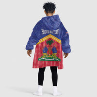 Afro-Haitians Kid Wearable Blanket Hoodie Proud Ayiti Veve Vodou Royal Palm Leaves - Wonder Print Shop