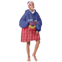 Afro-Haitians Kid Wearable Blanket Hoodie Proud Ayiti Veve Vodou Royal Palm Leaves - Wonder Print Shop