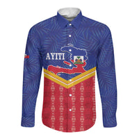 Afro-Haitians Long Sleeve Button Shirt Proud Ayiti Veve Vodou Royal Palm Leaves - Wonder Print Shop