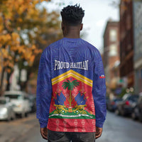 Afro-Haitians Long Sleeve Shirt Proud Ayiti Veve Vodou Royal Palm Leaves - Wonder Print Shop