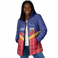 Afro-Haitians Padded Jacket Proud Ayiti Veve Vodou Royal Palm Leaves - Wonder Print Shop