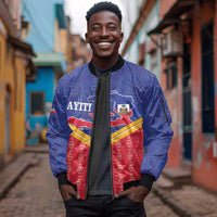 Afro-Haitians Sleeve Zip Bomber Jacket Proud Ayiti Veve Vodou Royal Palm Leaves - Wonder Print Shop